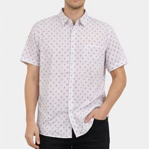 American Eagle Outfitters White and Red Patterned Shirt